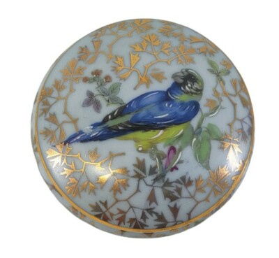 Limoges France Porcelain Artistique Trinket Box Blue Yellow Macaw Parrot Bird 