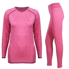 Womens Thermal Underwear Set Long Johns Base Layer Fleece Lined Soft Top Bottom