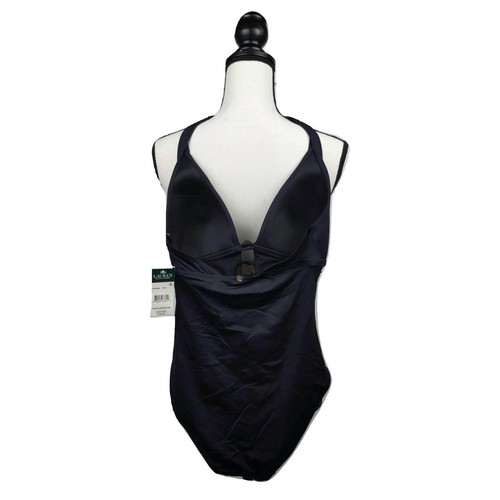 Lauren RL One Piece Traje de baño Mujer Sz 4 Negro Hundimiento Control de la barriga - Imagen 2 de 4