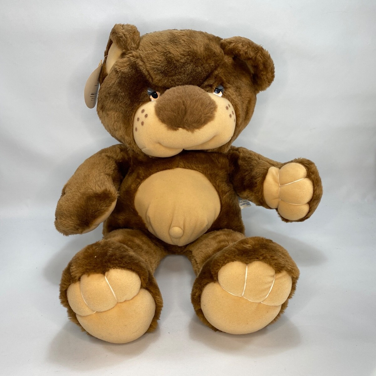 Vtg '86 Country Folk Plush Bear Brown Freckles Belly Button 25