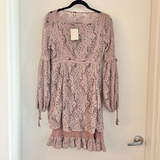 Free People Ruby Crochet Lace Mini Dress in Lilac Purple Size XS NWT