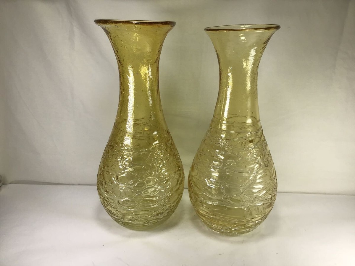 イタリアヴィンテージガラス Z51 Vintage Antique Classic Large Vintage Pair Italian Amber Art