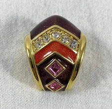 CINDY ADAMS GOLD TONE ENAMEL PENDANT NECKLACE ENHANCER