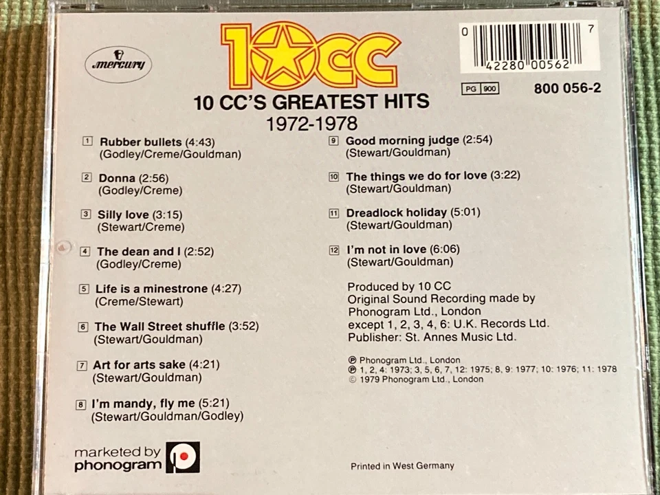 10CC GREATEST HITS 1972-1978 RARE 12 TRACK IMPORT CD FREE SHIPPING - Image 3 of 3