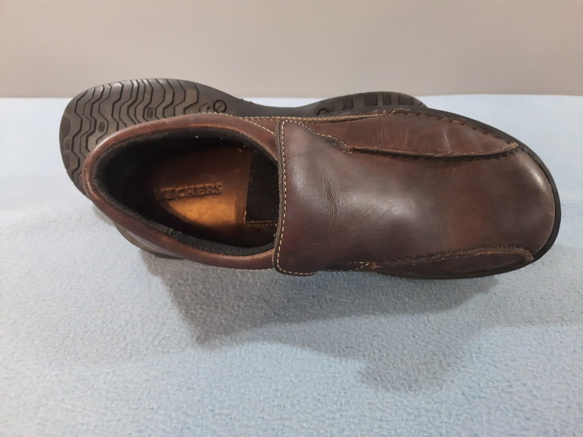 New Mens 13 Skechers Men’s Brown Leather Slip-On Loafer SKECHERS Men main image 2