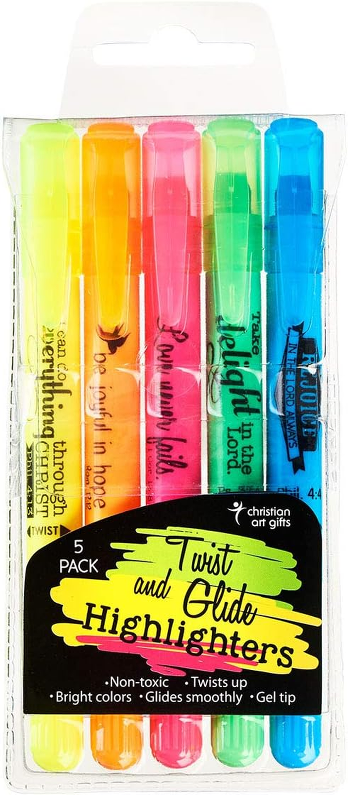 Multicolor Bible Highlighter Set, Pack of 5 Assorted Colors