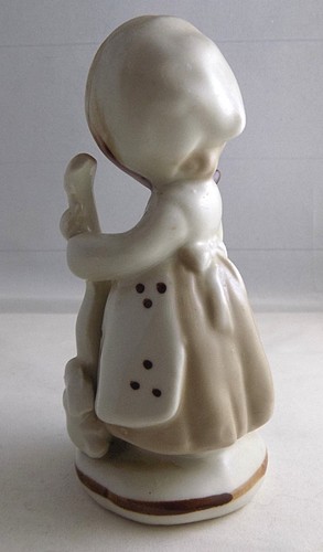 Vintage Figur Mädchen spielt Harfe mit Hase Porzellan 5" groß - Bild 3 von 7