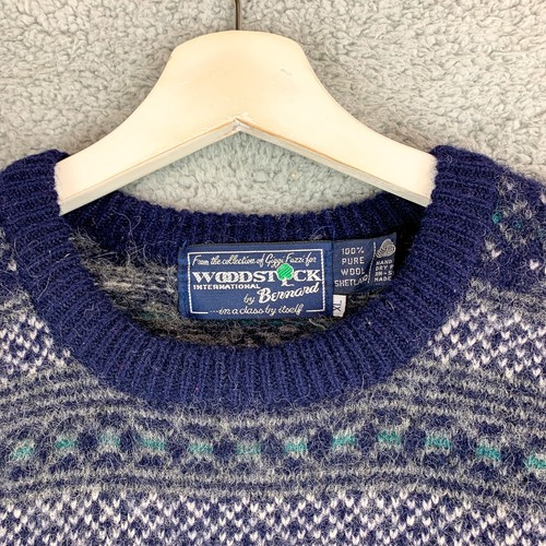 Vintage Woodstock Bernard Sweater Womens XL Blue Shetland Wool Nordic Outdoor - 第 2/12 張圖片