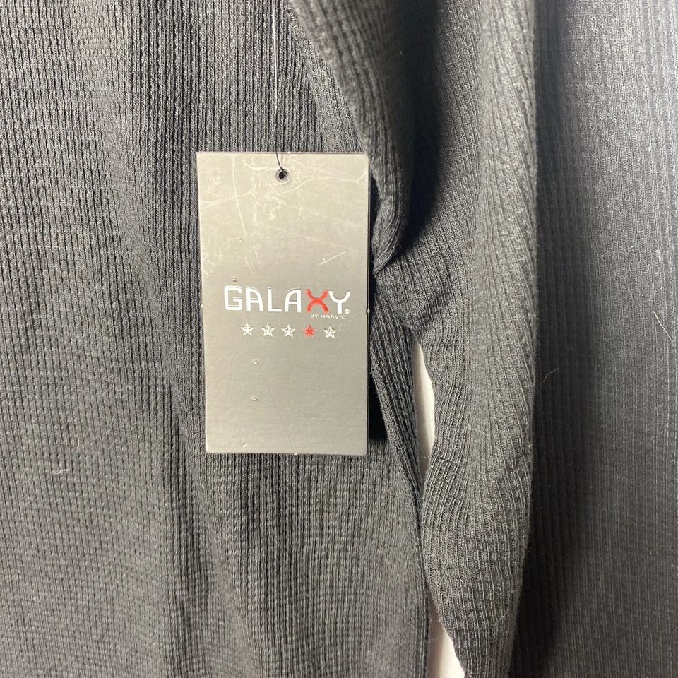 Henley Waffle Thermal Mens Galaxy By Harvic Long Sleeve  Medium Black NWT - Image 4 of 4