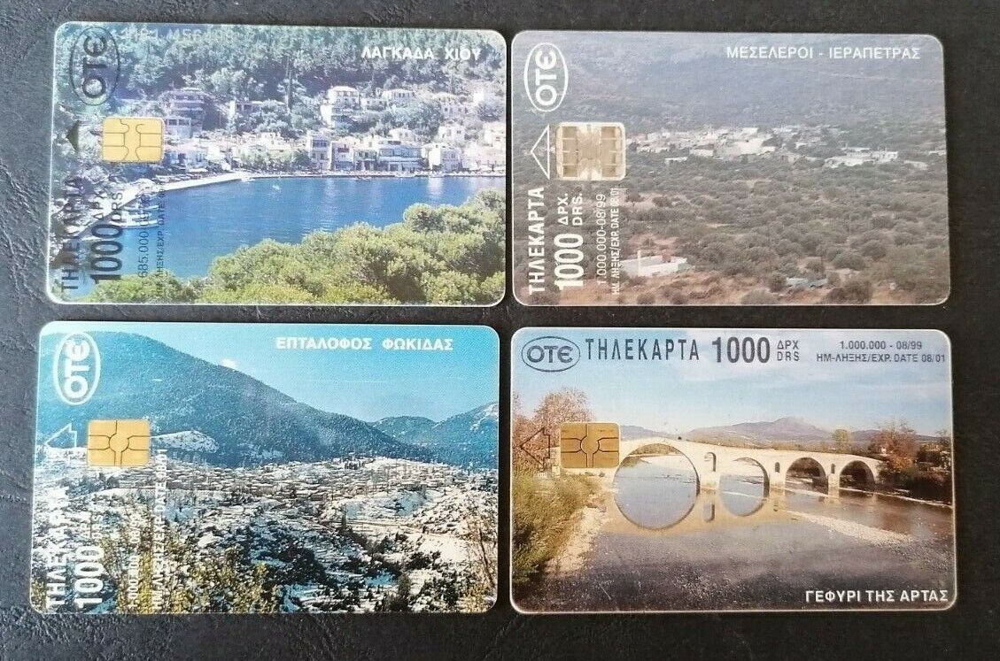  GREECE 1999 lot of  4  PHONE CARDS  USED  OTE 