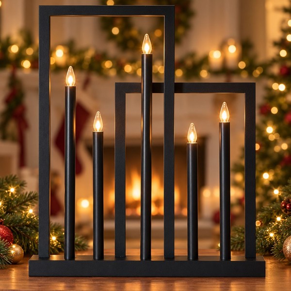LED Weihnachtsbeleuchtung Fensterbank Holz KerzenstäNder Dekoration H 51 Cm-image