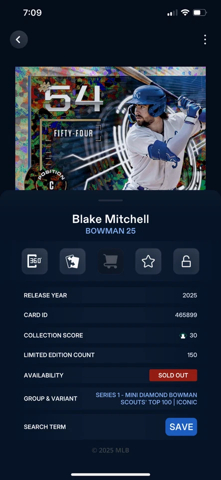 DIGITAL Topps Bunt Bowman 25 Blake Mitchell Mini Diamond Scouts Top 100 150cc - Image 2 of 2