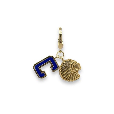 Yellow Gold Plated Sterling Blue Enamel ''C'' Charm and Indian Charm