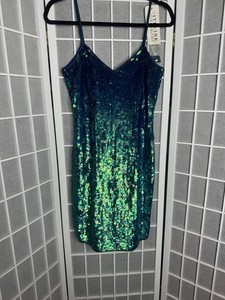 niteline della roufogali sequin dress Vintage 1990s 90s Blue Sequin Cocktail Formal Party Fitted Sparkle NYE WOW  Dress - Niteline by Della Roufogali
