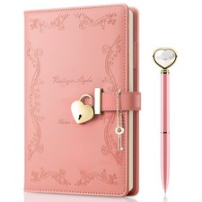 Lock Diary with Key and Pen A5 Heart-Shaped Journal Notebook for Girls Women