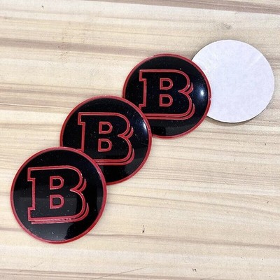 4x 65mm Für Mercedes Benz Brabus Emblem Auto Nabendeckel Aufkleber Schwarz-Rot