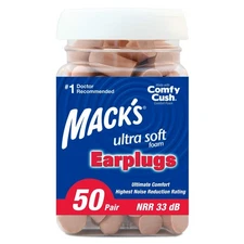 Mack's Ultra Soft Foam Earplugs, 50 Pair - 33dB Highest NRR, Comfortable Ear ...