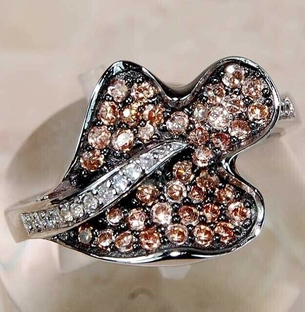 1CT  Padparadscha 925 Sterling Silver Ring Sz 8 N3-4