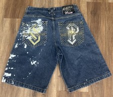 VTG Y2K South Pole Metal Thunder Shorts Mens Size 34 Baggy Skater Blue Denim