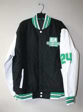 Nuovo Boston Celtics 2024 vera lana reversibile ecopelle manica giacca uomo XL