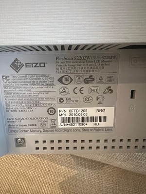 Eizo FlexScan S2202WH-GY 56 cm (22 Zoll) 16:10 LCD Monitor - Grau