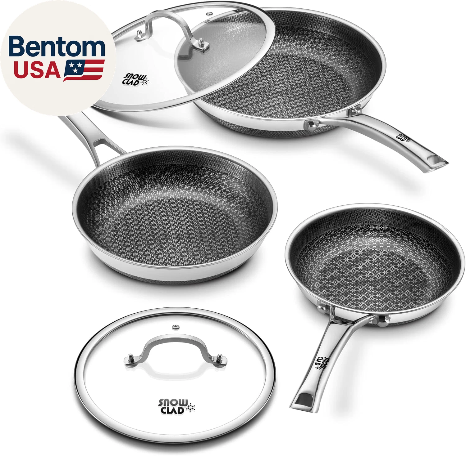 Non Stick Frying Pans with 2 Lids, 8+10+12 Inch, Hybrid Frying Pans Set Nonstick
Opens in a new wind