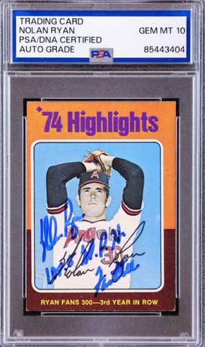 1975 Topps Mini Nolan Ryan ‘74 Highlights #5 PSA Auto 10, Inscribed