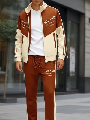 Color Block Tracksuits Street Style Trendy Casual Sportswear with MILANO ITALIA 
