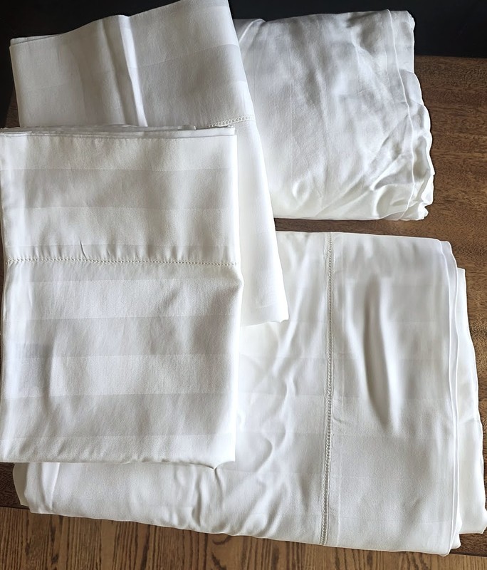 SFERRA BROS. LUXURY HOTEL COLLECTION 500 TC STRIPED COTTON SHEET SET, ITALY, NWT