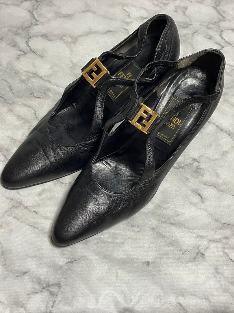 FENDI Shoes Pumps Heel FF EU 35.5 US 5.5 Leather Black Authentic thumbnail 2