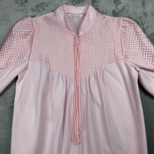 At Home Wear Robe Women s Medium Pink Polyester Quilted Long Sleeve Tie Front