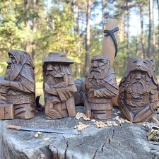 Norse God Viking Mythology Figurine Resin Wood Look Odin Thor Baldur Vidar 6"