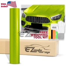 Gloss Glitter Lime Green Metallic Sparkle Vinyl Wrap Sticker Bubble Free Film