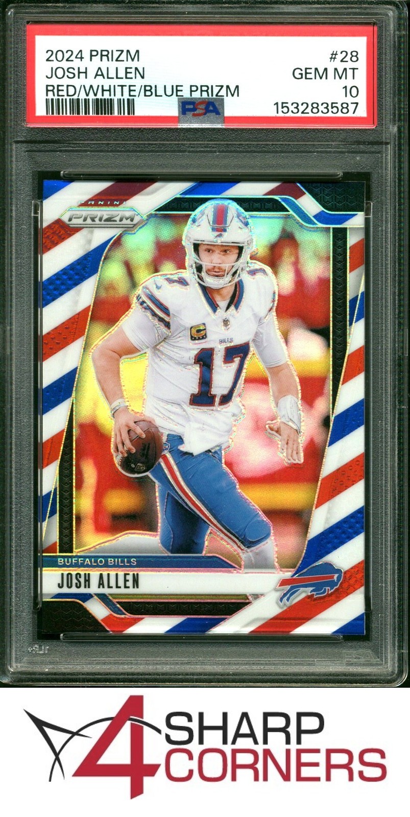 2024 PANINI PRIZM RED WHITE BLUE #28 JOSH ALLEN PSA 10