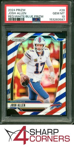 2024 PANINI PRIZM RED WHITE BLUE #28 JOSH ALLEN PSA 10
