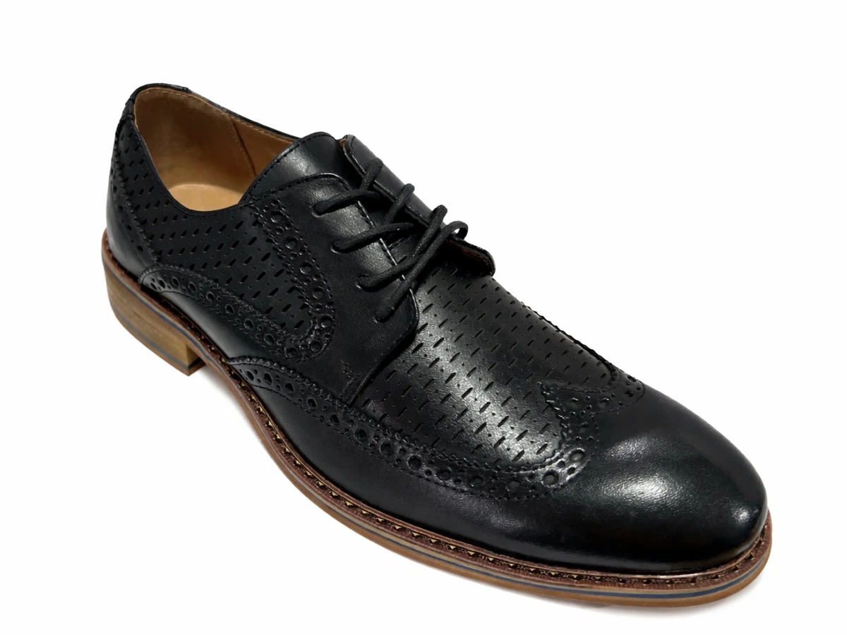 La Milano Black Wingtip Dress Shoes for Men for sale | eBay