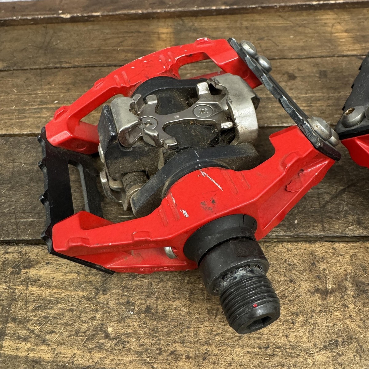 Vintage Shimano DX PD-M636 Clipless Platform Bike Pedals Red 9/16