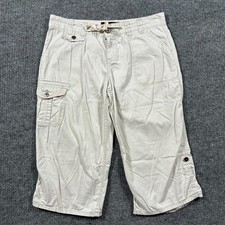 Calvin Klein Jeans Womens Cargo Capri Pants W35" Beige Drawstring Utility Casual