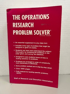 Operations Research Problem Solver Problem Solvers Solution Guides 1985 Revised