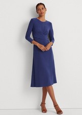 Lauren Ralph Lauren Three-Quarter-Sleeve Jersey Dress Indigo Sail 16