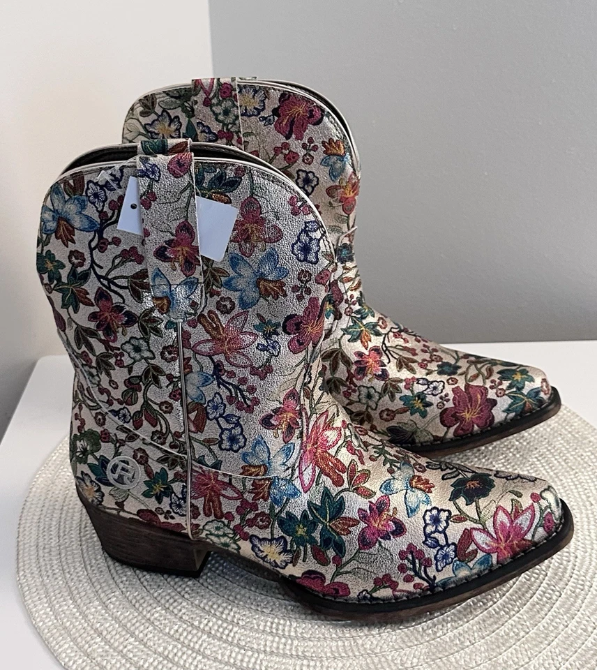 Botas de Vaquero Roper Ingrid Floral Western Metálicas Para Mujer Talla 9.5 Foto 3 de 4
