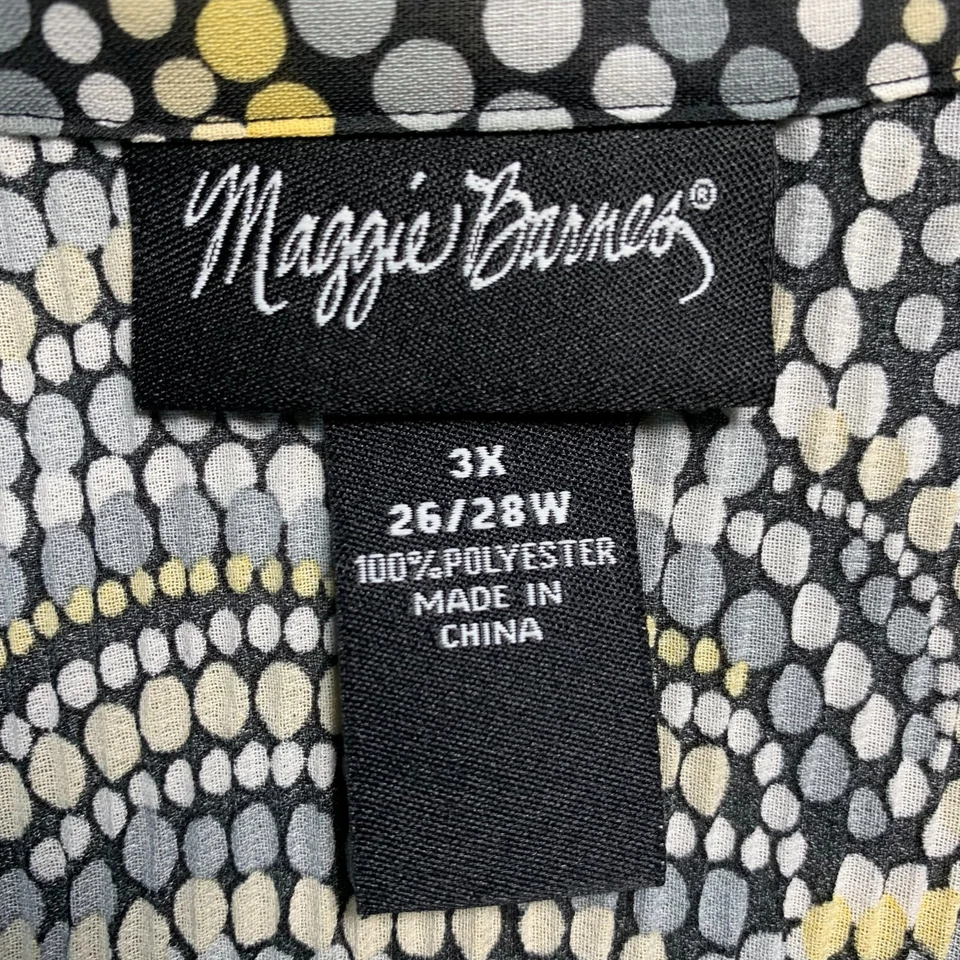 MAGGIE BARNES Blouse Womens 3X Top Geometric Gray Beige Brown - Image 3 of 4