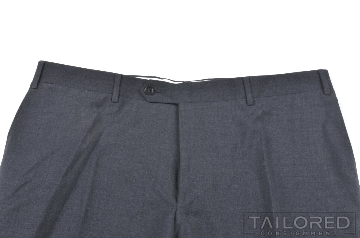 CANALI Current 1934 Solid Gray Wool Flat Front Lu… - image 2