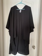 Women  s Black Polyester Open Front Wrap Shawl - One Size          B32-7