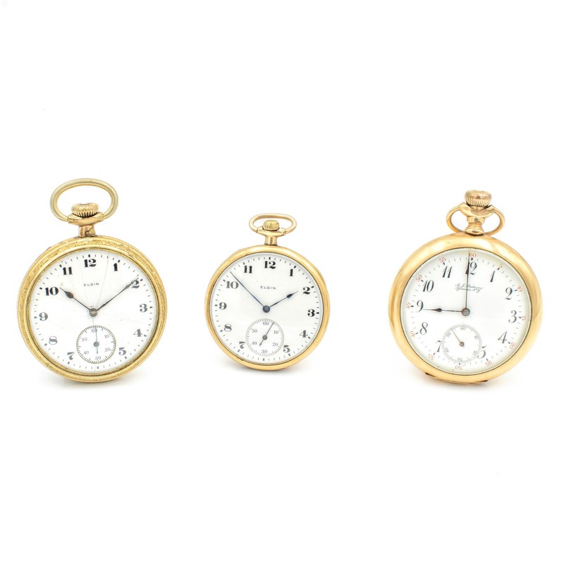 1919-1924 Elgin A J Stetson 7j-15j 12s-16s Pocket Watches Lot of 3 #WB5451-2