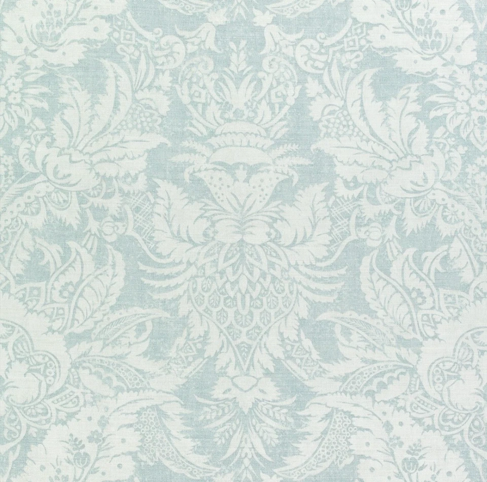THIBAUT CURTAIN FABRIC DESIGN Chardonnet Damask 4.7 METRES AQUA CHESTNUT HILL - Image 4 of 4