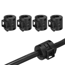 8mm Clip-on Ferrite Ring Core for Cable, Black Long 4pcs