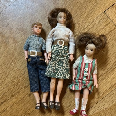 Vtg  Lundby Members Mom  Daughter Son Woman Girl Boy Doll House Set Of 3 Bendy