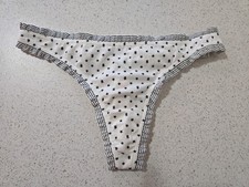 Victoria s Secret Stars Logo Ruffle Trim Edge Cotton Thong Panties Small