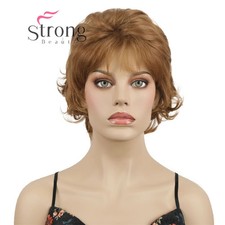 StrongBeauty Short Curly Wig for Women Light brown Short Natural Synthetic Wigs